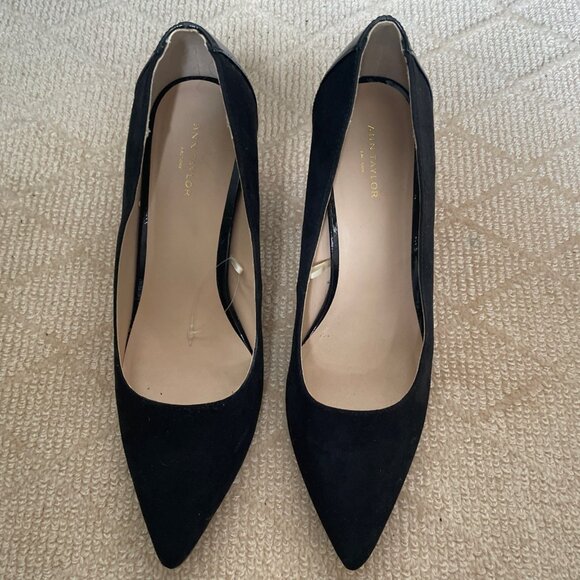 Ann Taylor Black Suede And Patent Leather Pumps Ladies Size 9 - Picture 4 of 8